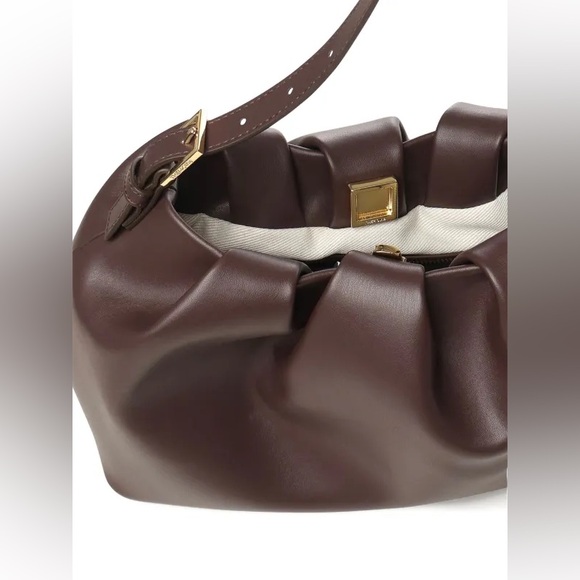 Themoirè Lara Pleated Adjustable Shoulder Bag Ebony Made in Italy, like new - Picture 2 of 8